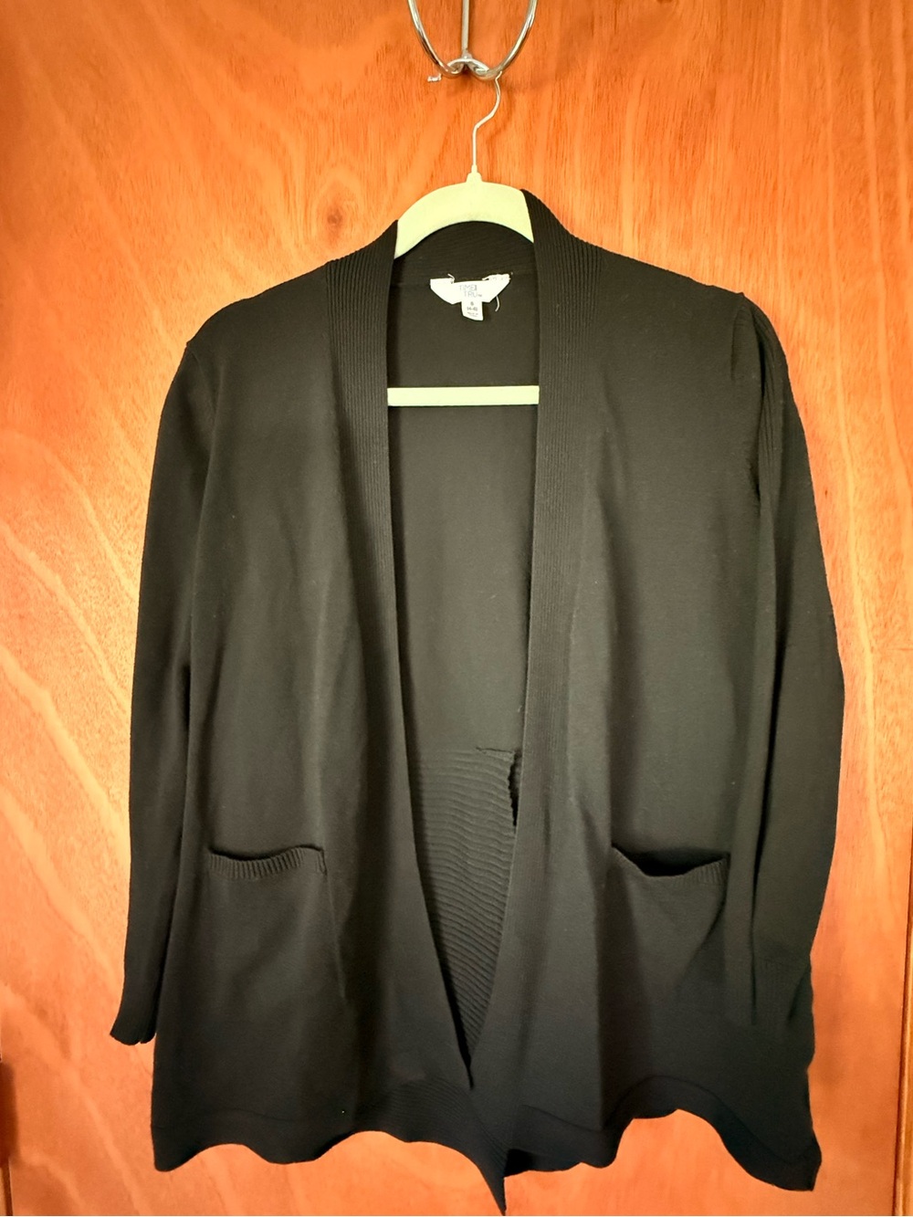 Time and Tru Black Open-Front Blazer Cardigan